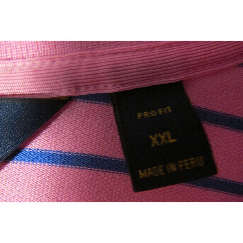 Ralph Lauren Polo Shirt Mens XXL Pink Blue Pony Pro Fit Golf Rugby Adult - Picture 6 of 8